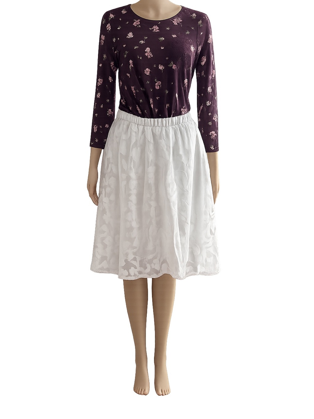 Anne Klein White Floral Skirt